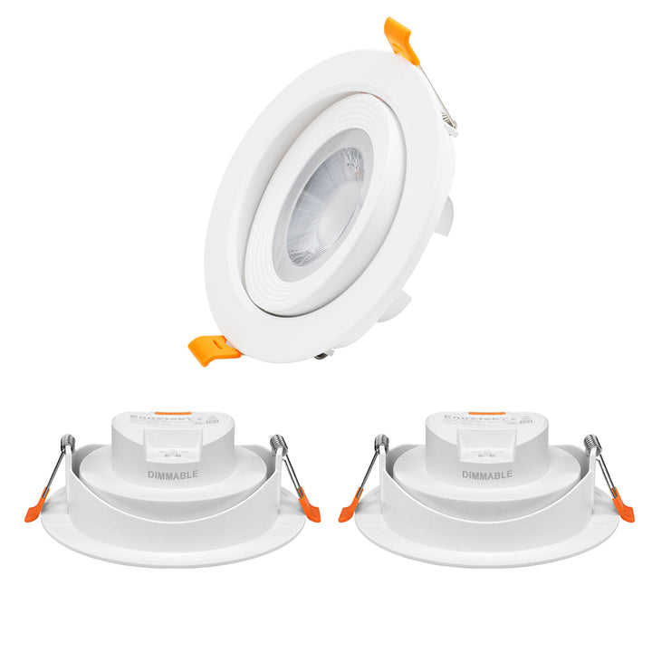 Dimmable Angled 12W Sloped Ceiling LED Recessed Down Lights, Directional LED Spot Lamps, 3 Pack