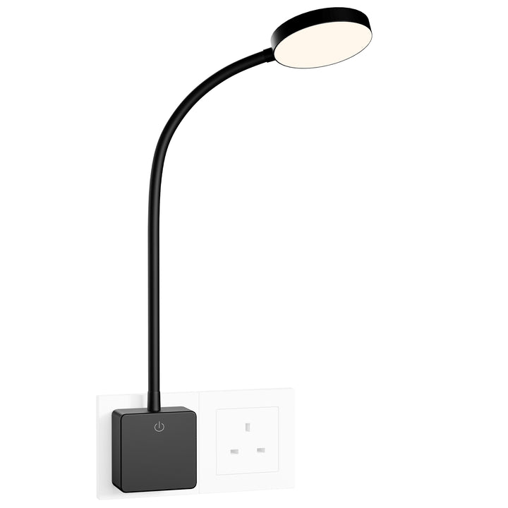 Plug In LED Wall Light, 4W 350Lm Dimmable LED Swing Arm Wall Lamp, Plug and Play Bedside Reading Light