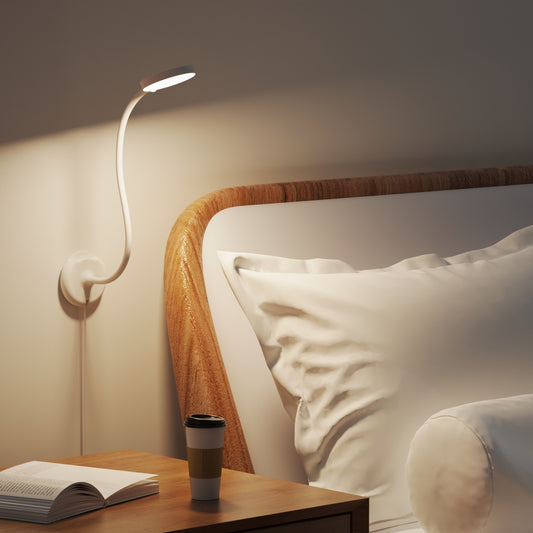 Flexible LED Wall Mounted Reading Light, USB Powered White LED Bedside Reading Lamp