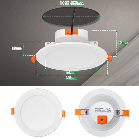 Dimmable 12W LED Large Downlights Kitchen Bathroom Ceiling Recessed Lamps 1100Lm CCT 3 Lamps